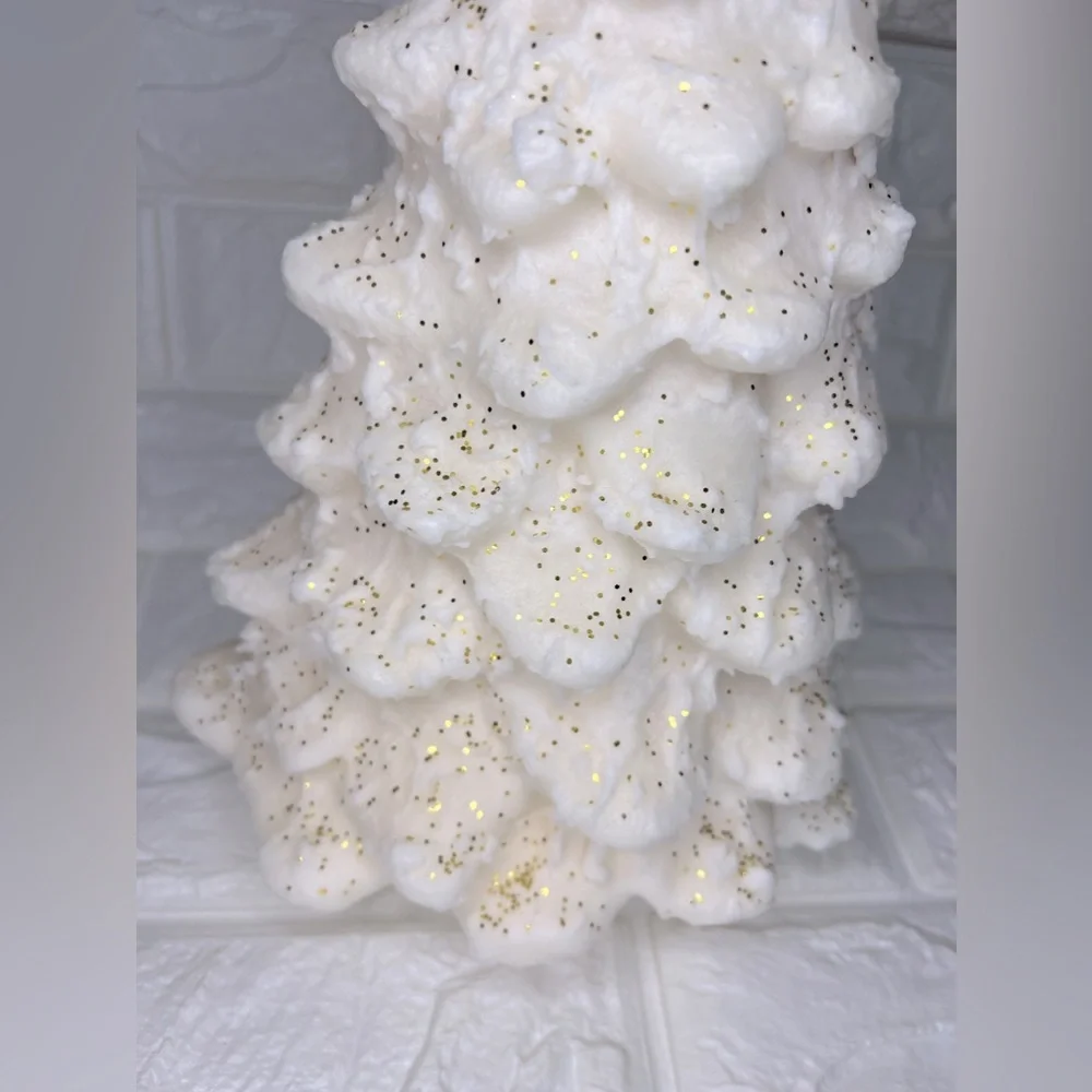 4lb Christmas Tree Candle Colonial Candle of Cape Cod Creamy White Glitter